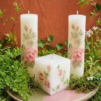 Velas decoradas con técnica de decoupage